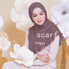 Alta qualidade tamanho Grande 180 * 75 cm mulheres bolha chiffon hijab plissado lenço articulado